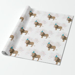Lion Jungle Partying Animals Having a Party   Wrapping Paper