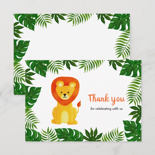 Lion Jungle Safari Animal | Baby Shower Thank You Invitation (Front/Back)