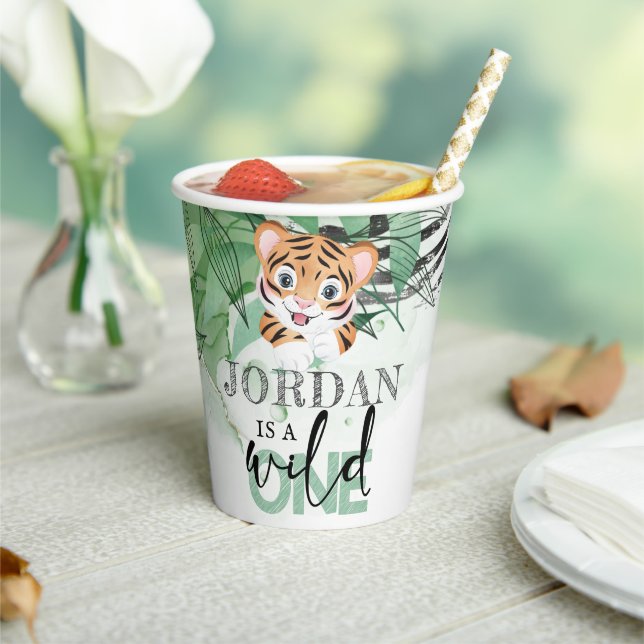 Lion Jungle Wild First Birthday Personalised Paper Cups (Insitu)