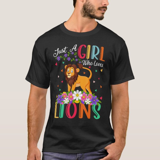 Lion  Just A Girl Who Loves Lions T-Shirt (Front)