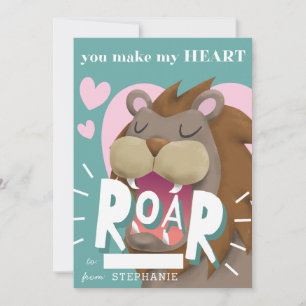 Lion Kids Classroom Valentines Day Holiday Card