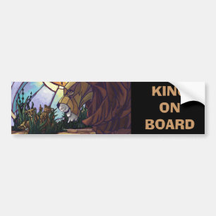 Lion King and Cubs, King on Board Bumper Sticker