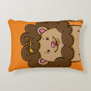 Lion King Digital Drawing, Happy Colourful Decorative Cushion