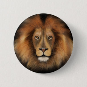 lion king of the jungle realistic male watercolor 6 cm round badge