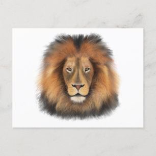 lion king of the jungle realistic male watercolor postcard