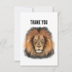 lion king of the jungle realistic male watercolor thank you card