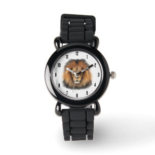 lion king of the jungle realistic male watercolor watch