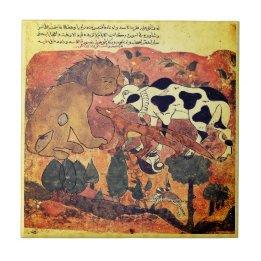 Lion King Ox Indian Renaissance Fable Tile