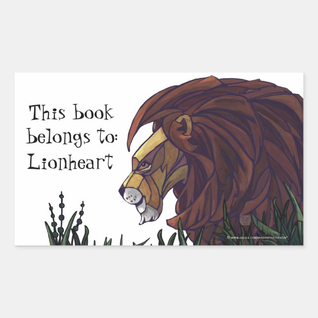 Lion King Personalised Bookplate Rectangular Sticker (Front)