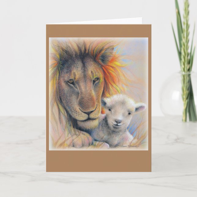 Lion & Lamb, 5" x 7" Standard, Folded Card (Front)