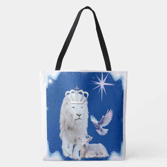 Lion Lamb And Dove Shoulder Tote (Front)