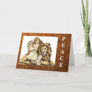 Lion, Lamb, Angel Peace Christmas Holiday Card