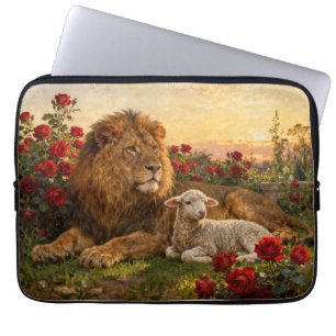 Lion & Lamb in the Roses Laptop Sleeve