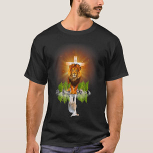 Lion Lamb Jesus Picture Art Gift For Christian Lio T-Shirt