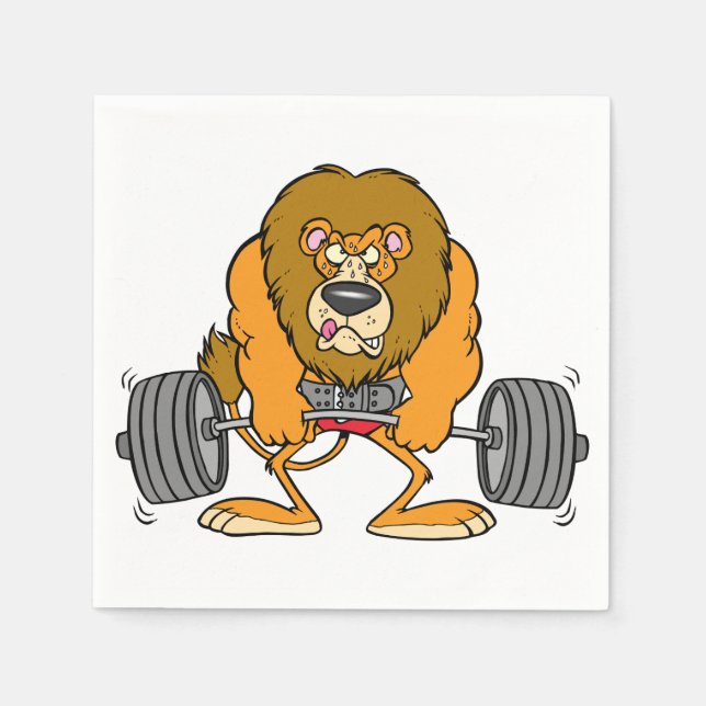 Lion Lifing Weights Paper Napkins (Front)