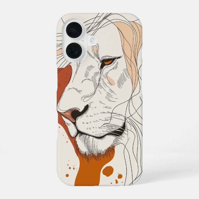 Lion Line Majesty iPhone 16 Case (Back)