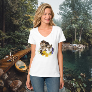 Lion Lioness Floral Green  T-Shirt
