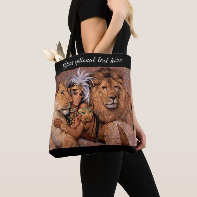 Lion Lioness Jungle Goddess Tote Bag (Close Up)