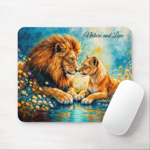 Lion Lioness wild cats nature love wildlife Mouse Mat
