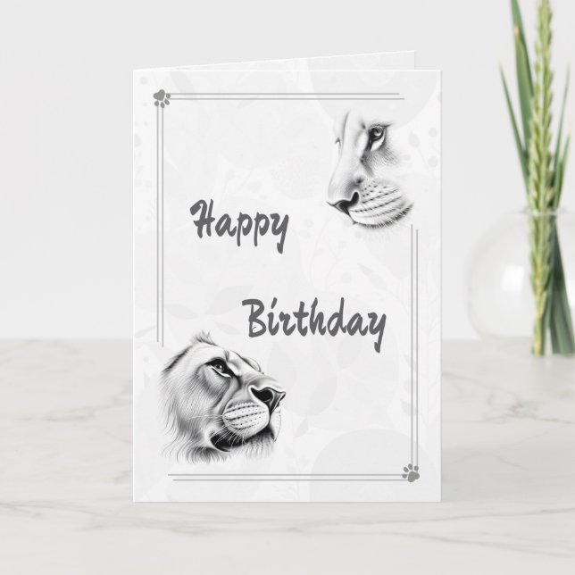 Lion Lioness Wildlife Inspiration Birthday Card (Front)