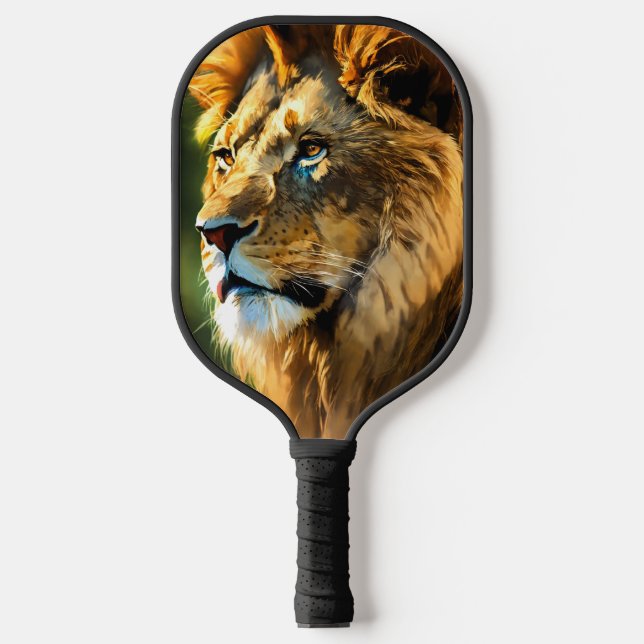 Lion Logo Black Neoprene Cover Pickleball Paddle (Front)