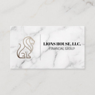 Lion Logo   White Marble Business Card