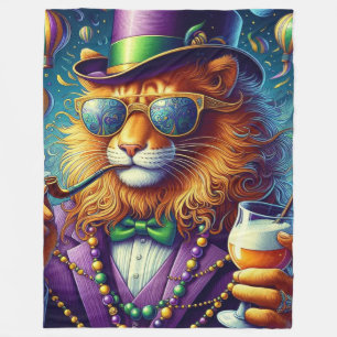Lion/Louisiana Mardi Gras  Fleece Blanket