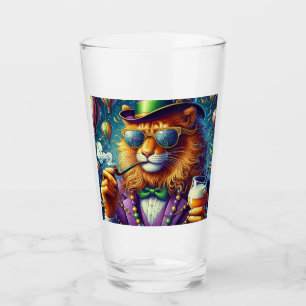 Lion/Louisiana Mardi Gras Glass