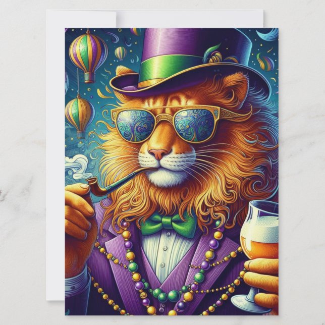 Lion/Louisiana Mardi Gras  Holiday Card (Front)