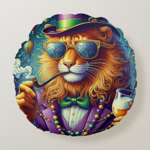 Lion/Louisiana Mardi Gras Round Cushion