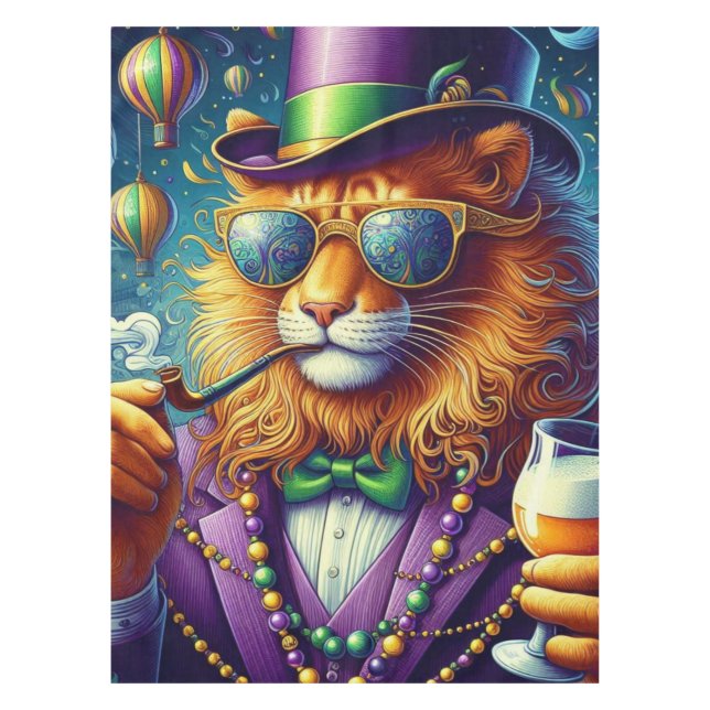 Lion/Louisiana Mardi Gras  Tablecloth (Front)