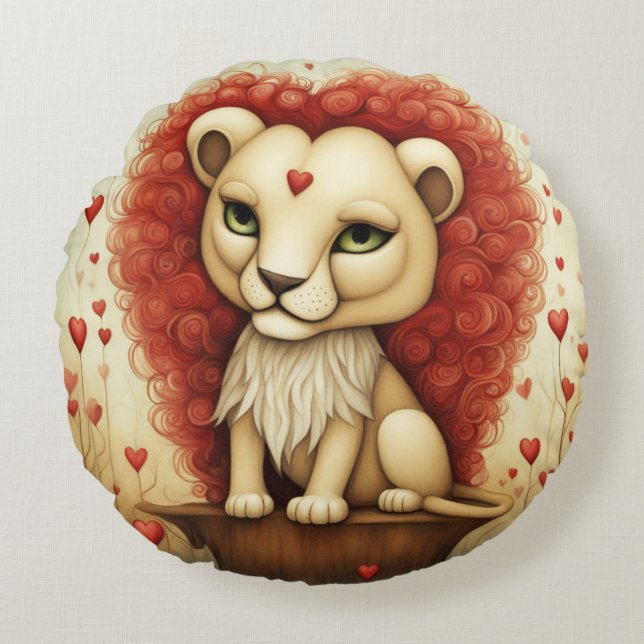 Lion Love 3 Round Cushion (Front)