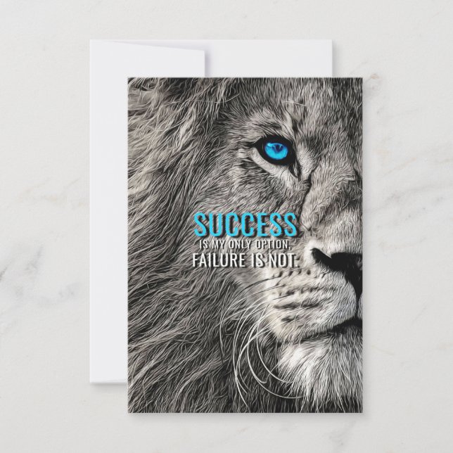 Lion Lover Success Is My Only Option Thank You Card (Front)