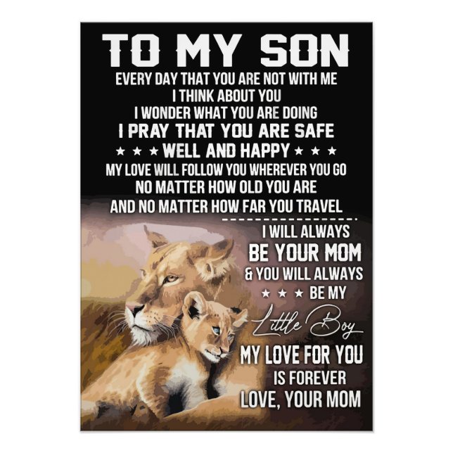 Lion Lover To My Son Lion Photo Print (Front)