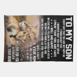 Lion Lover To My Son Lion Tea Towel