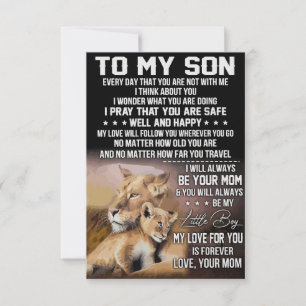 Lion Lover To My Son Lion Thank You Card