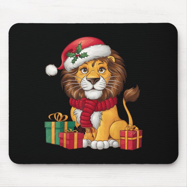 Lion Lover Xmas Holiday Santa Lion Christmas  Mouse Mat (Front)