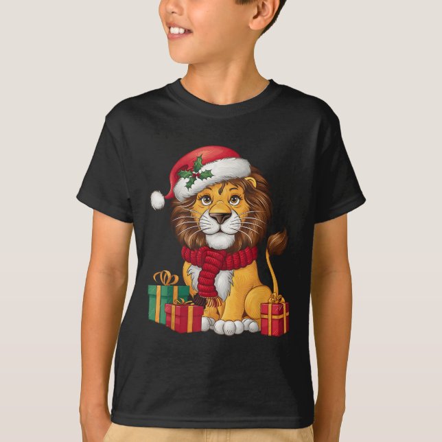 Lion Lover Xmas Holiday Santa Lion Christmas  T-Shirt (Front)