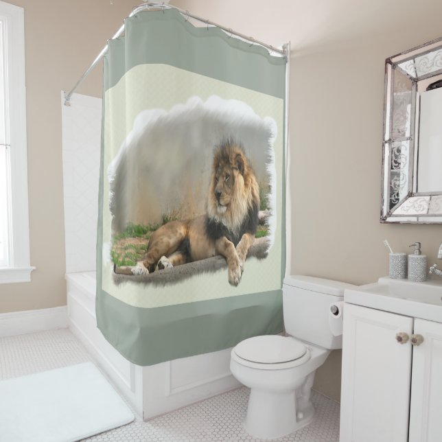 Lion Lovers Jungle Shower Curtain (In Situ)