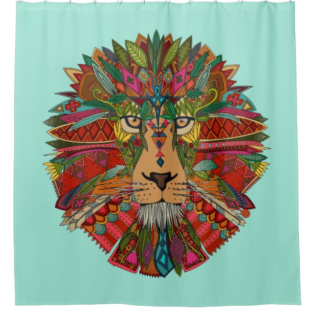 lion mint shower curtain (Front)