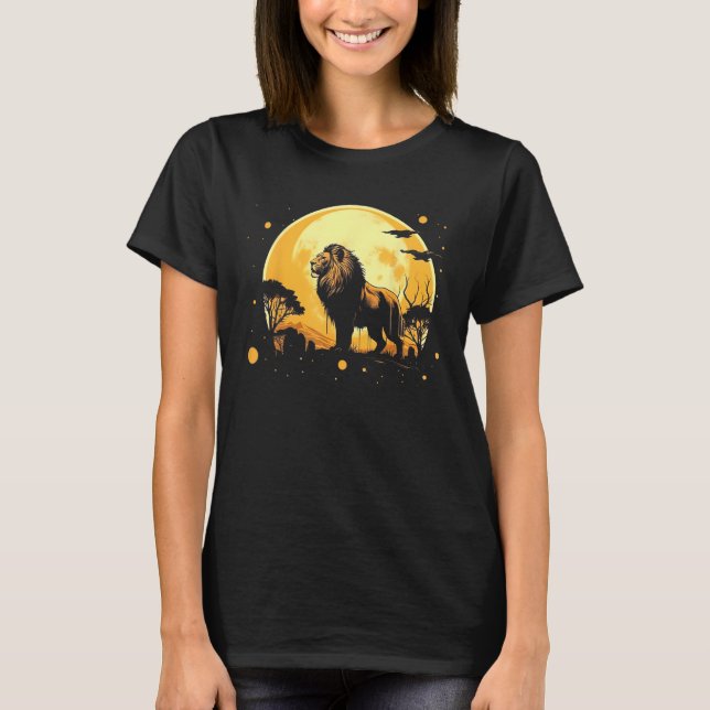 Lion Moon Classic Design T-Shirt (Front)