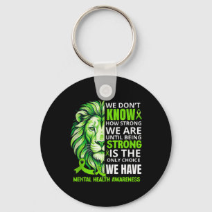 Lion Motivational Green Ribbon Mental Health Aware Key Ring