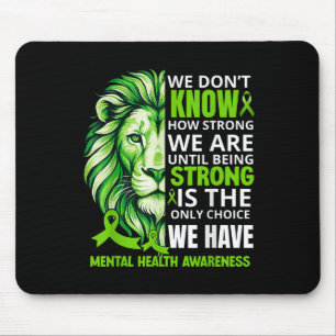 Lion Motivational Green Ribbon Mental Health Aware Mouse Mat