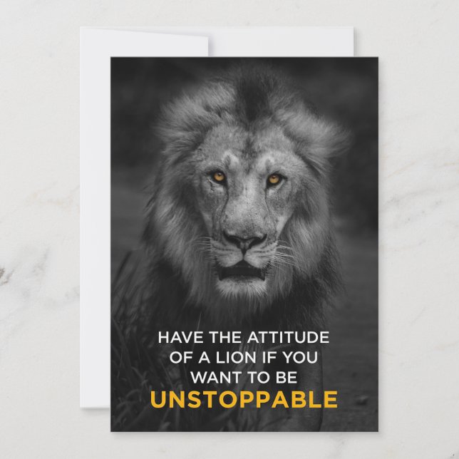 Lion Motivational Unstoppaple Invitation (Front)