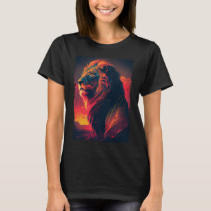 Lion mountain sunset retro 70s vintage 4 T-Shirt