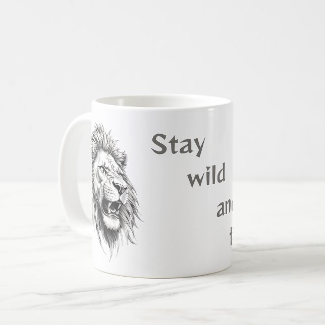 Lion Mug - Stay wild and free (Front Left)