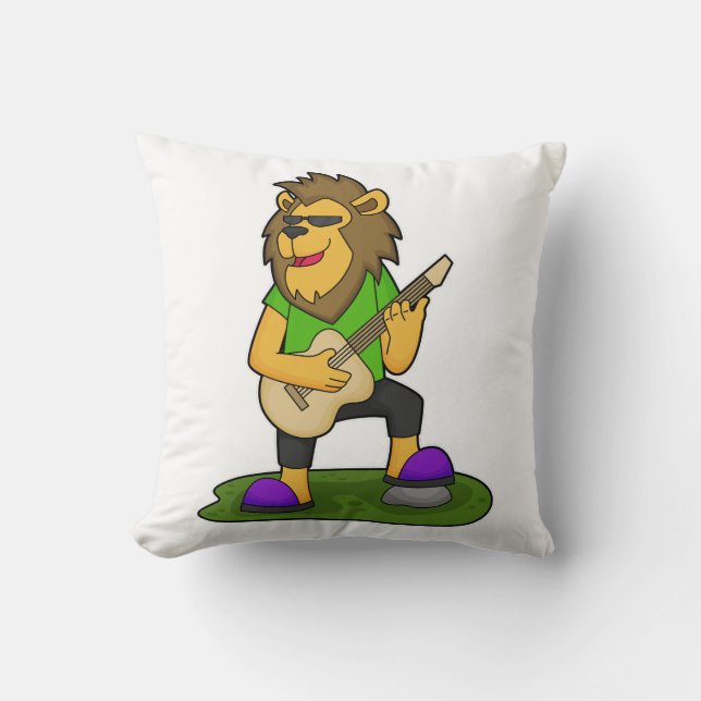 Lion Musician Guitar Music Cushion (Front)