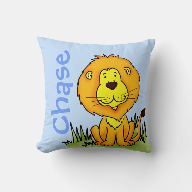 Lion name and birth newborn gift square pillow (Front)