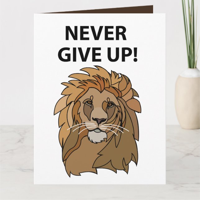 Lion Never Give Up Lion Card (Front)