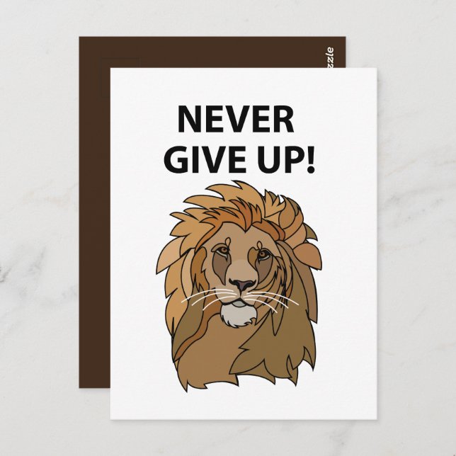 Lion Never Give Up Lion Postcard (Front/Back)